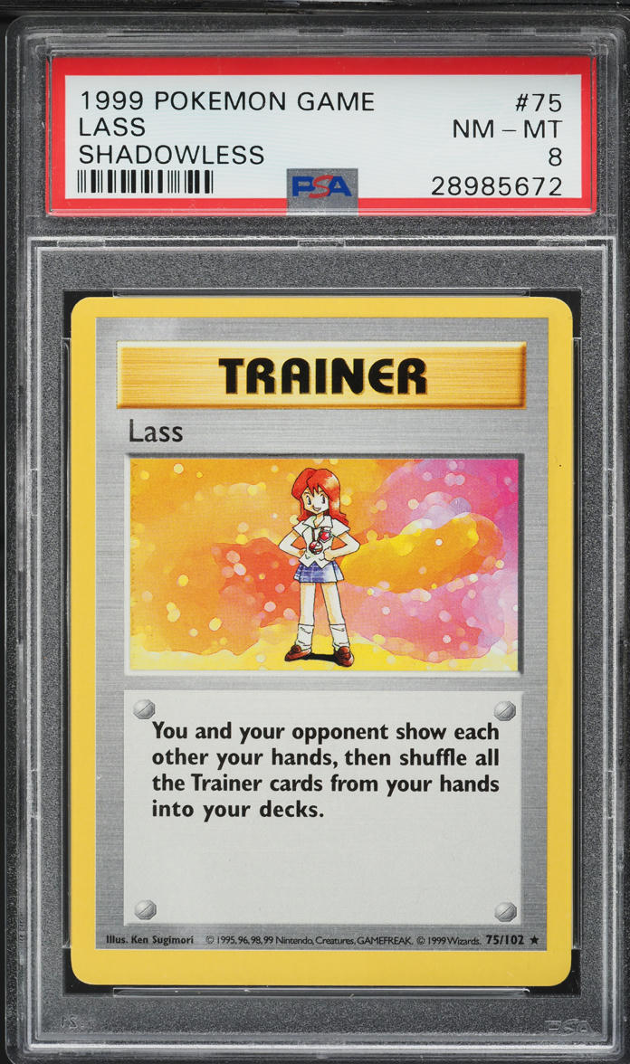 1999 Pokemon Base Set Shadowless Lass #75 PSA 8 NM-MT