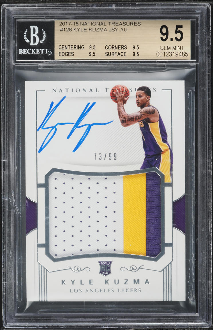 2017 National Treasures Kyle Kuzma ROOKIE PATCH AUTO /99 #126 BGS 9.5 GEM MINT