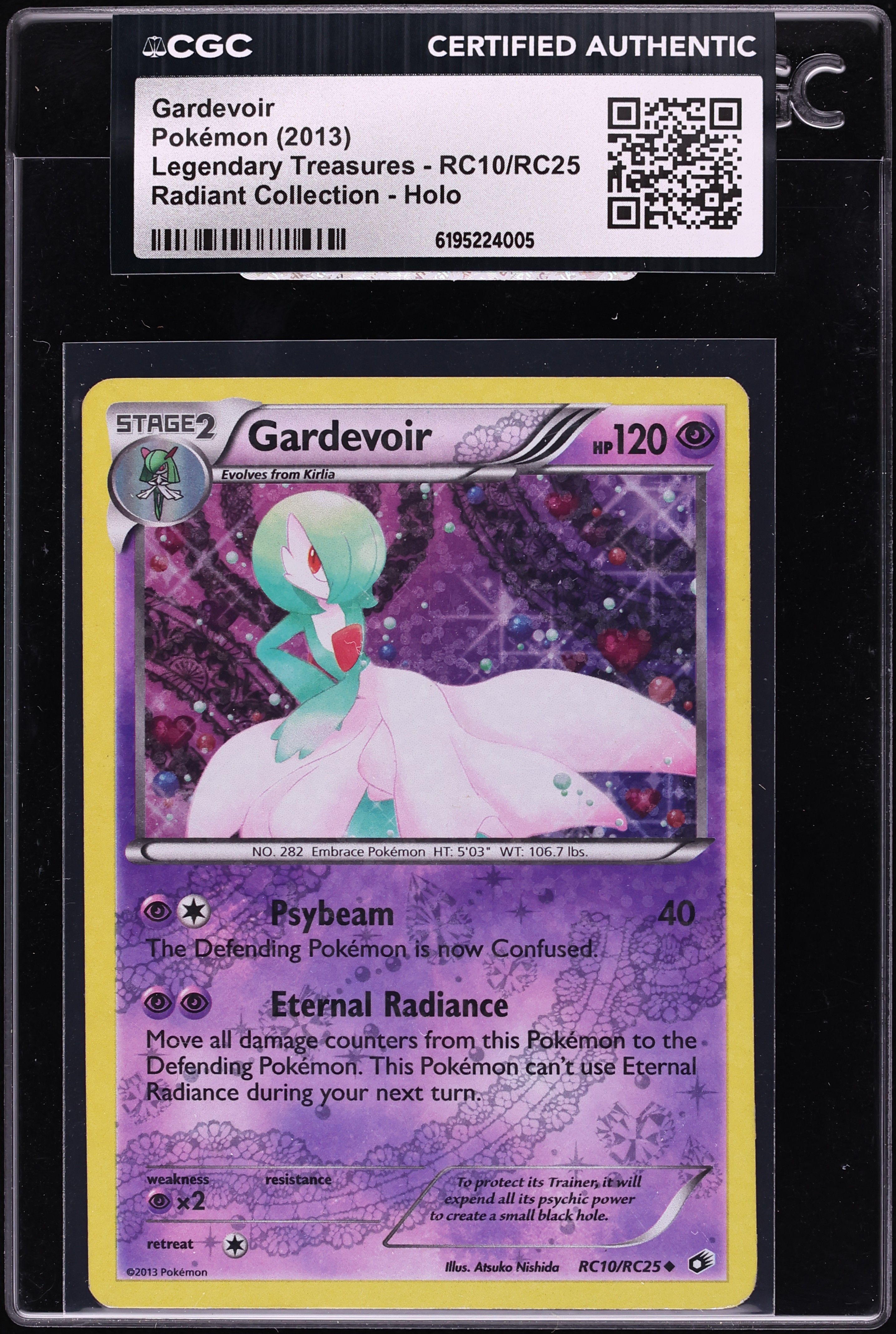 2013 Pokemon Black & White Legendary Treasures Radiant Holo Gardevoir #RC10 CGC AUTH