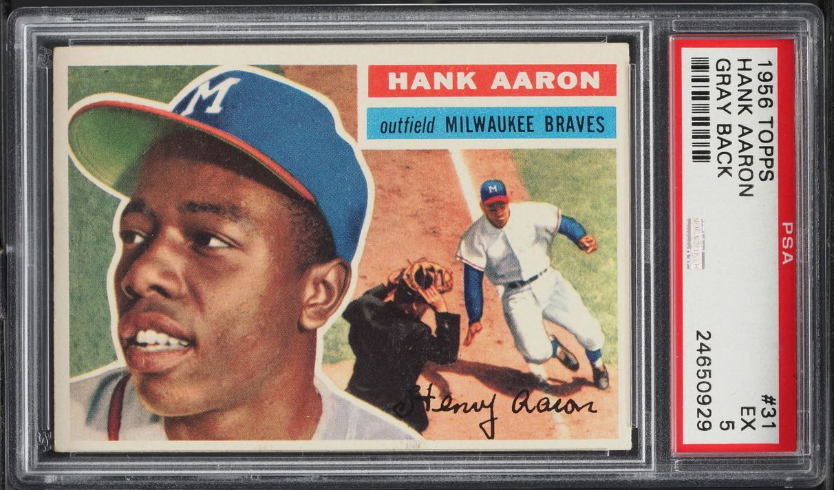 1956 Topps Hank Aaron GRAY BACK #31 PSA 5 EX