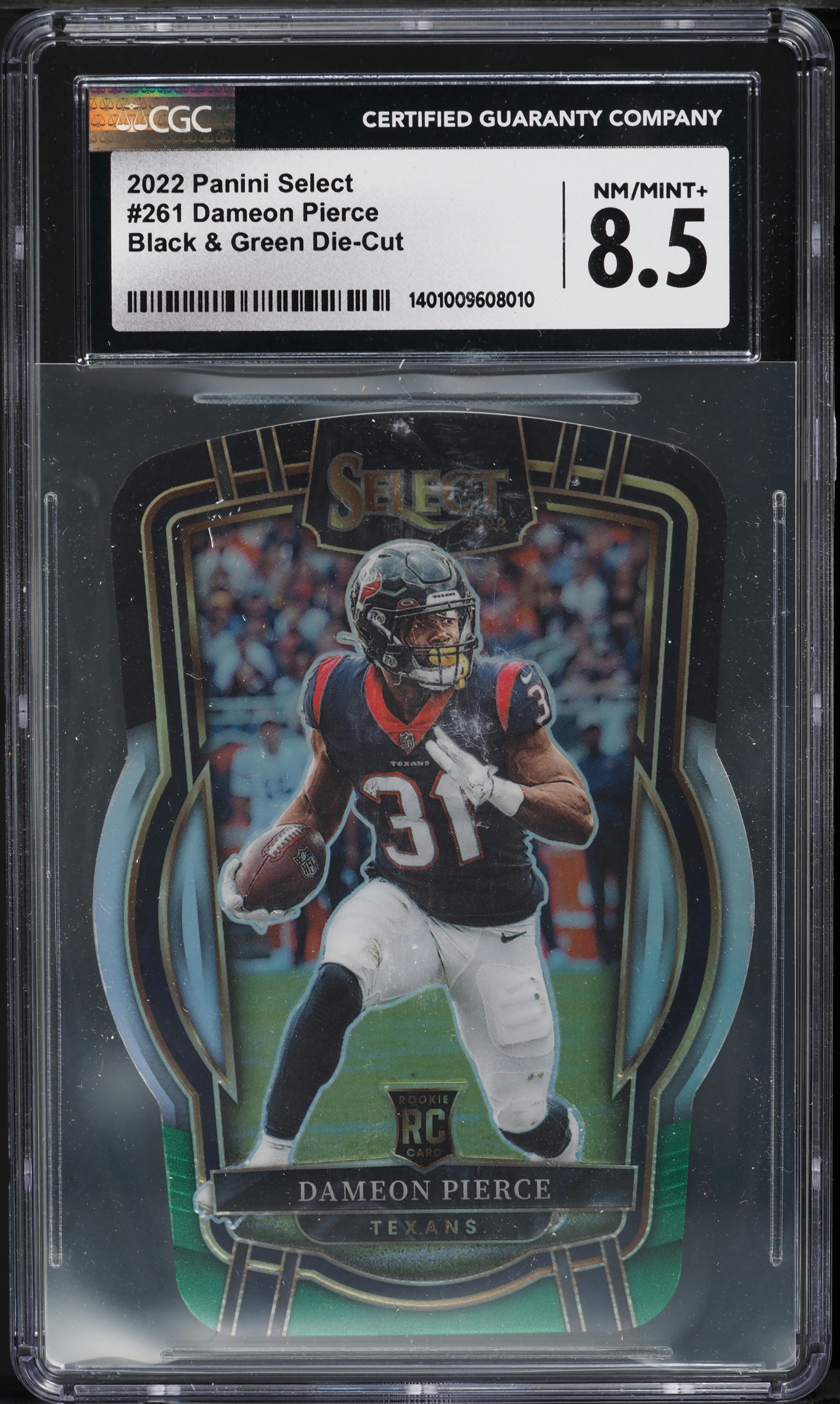 2022 Select Club Level Black & Green Die-Cut Dameon Pierce ROOKIE CGC 8.5 NM-MT+