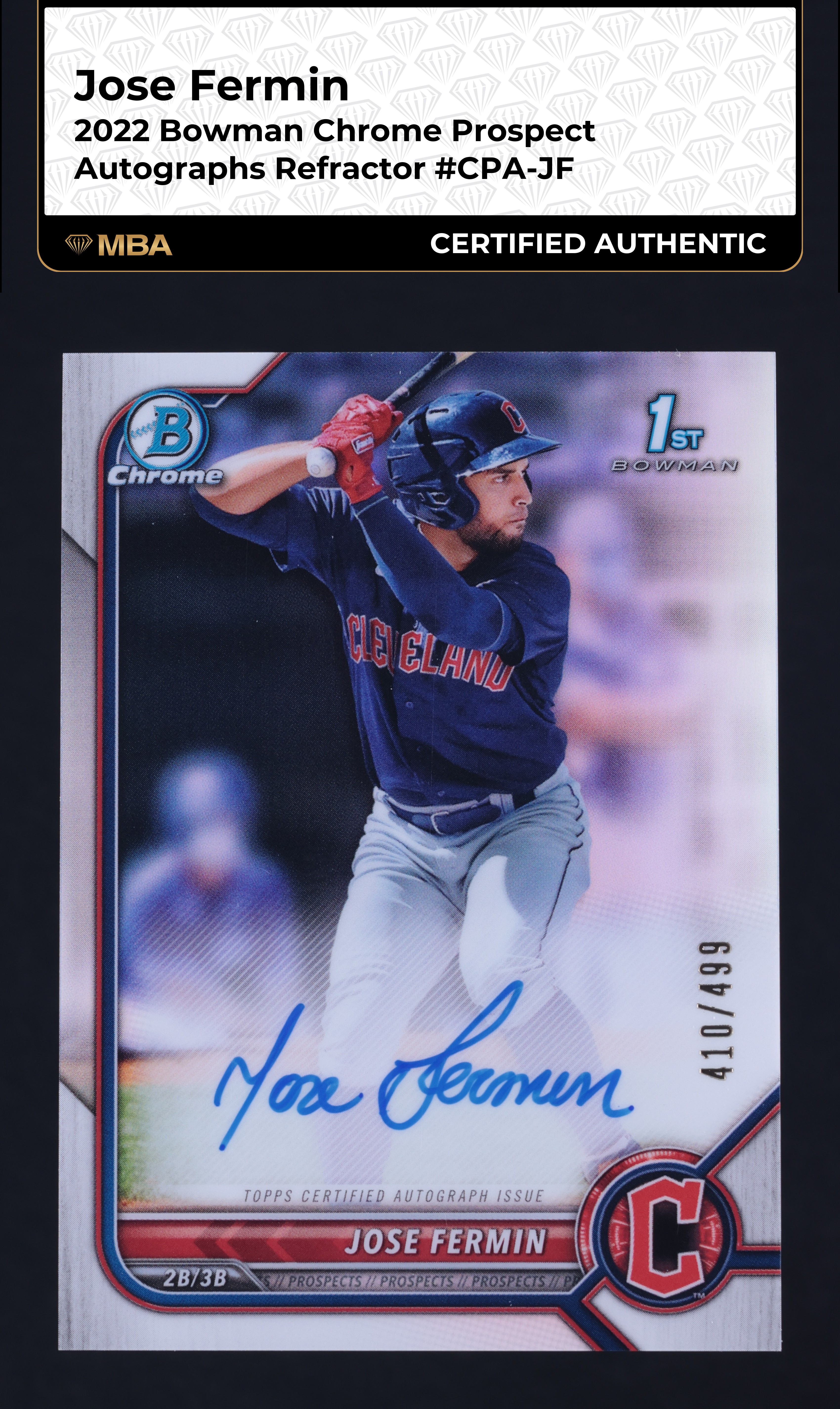 2022 Bowman Chrome Refractor Jose Fermin ROOKIE AUTO /499 #CPA-JF MBA AUTH