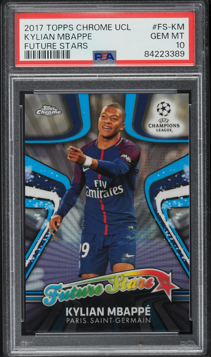 2017 Topps Chrome UEFA Future Stars Kylian Mbappe ROOKIE #FS-KM PSA 10 GEM MINT