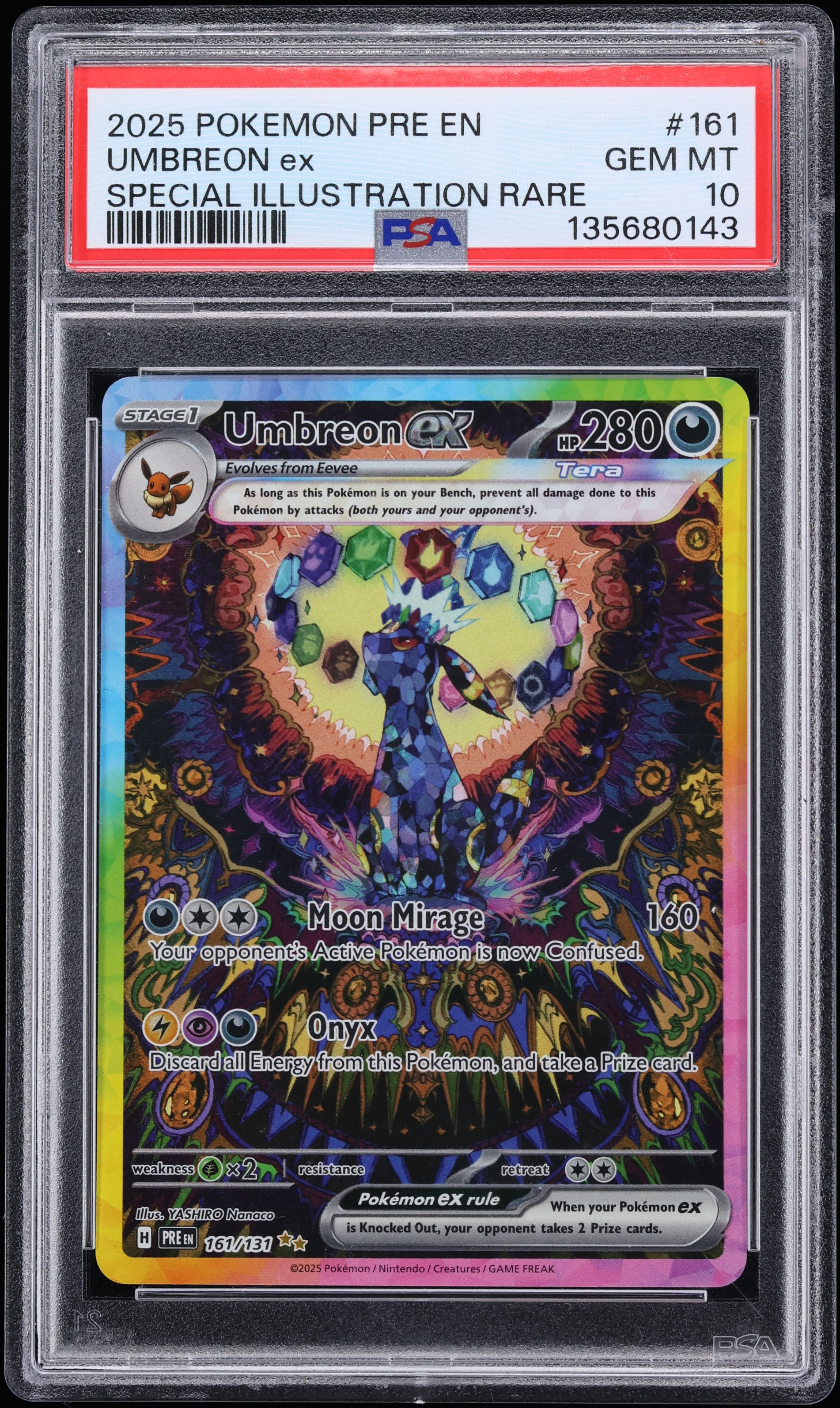 2025 Pokemon Scarlet & Violet Prismatic Evolutions SIR Umbreon Ex #161 PSA 10 GEM MINT