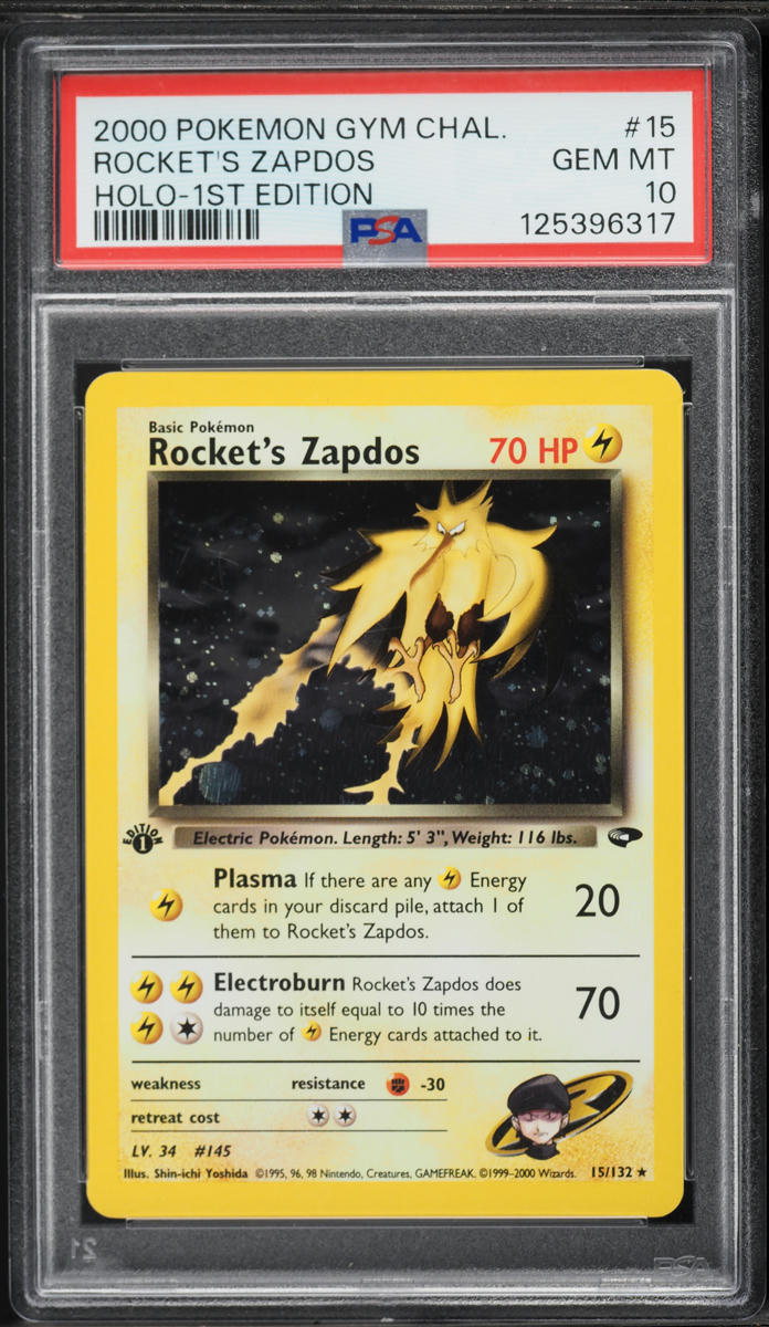 2000 Pokemon Gym Challenge 1st Edition Holo Rocket's Zapdos #15 PSA 10 GEM MINT