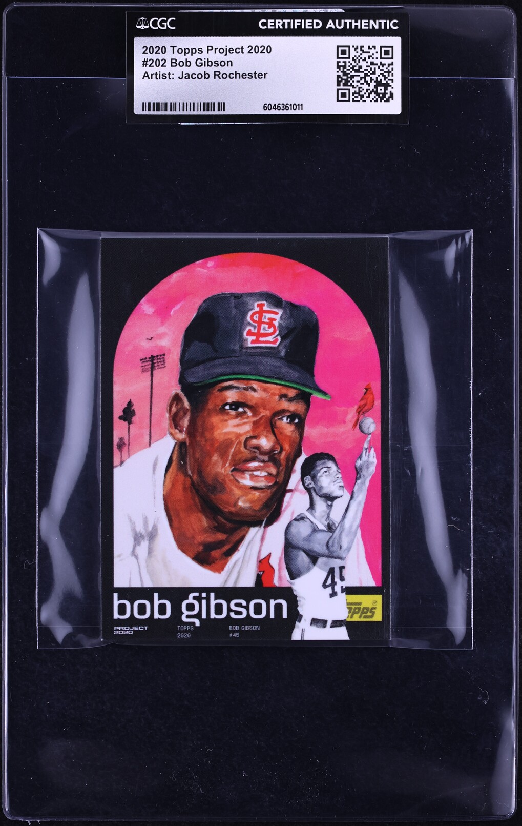 2020 Topps Project 2020 By Jacob Rochester Bob Gibson #202 CGC AUTH