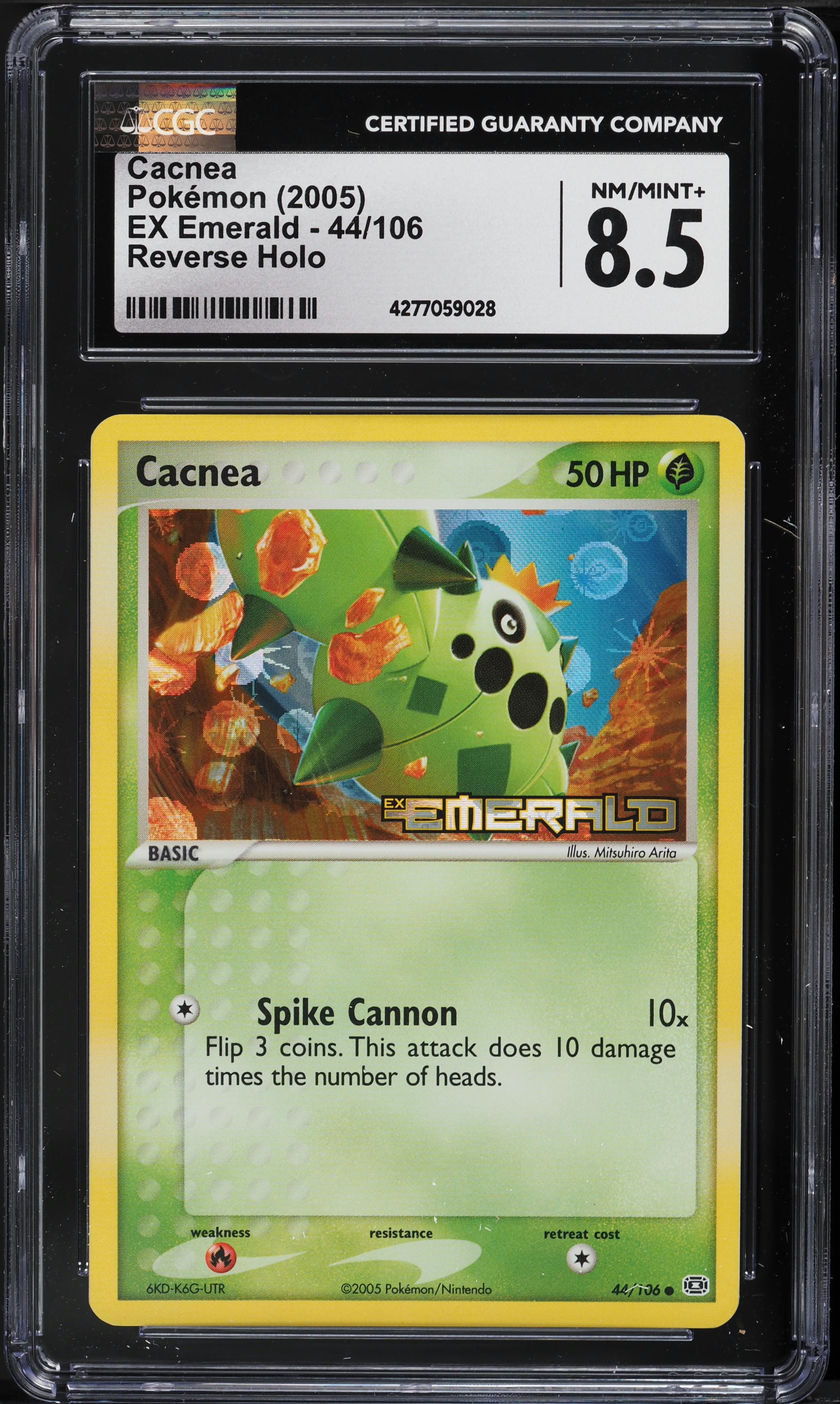 2005 Pokemon EX Emerald Reverse Holo Cacnea #44 CGC 8.5 NM-MT+