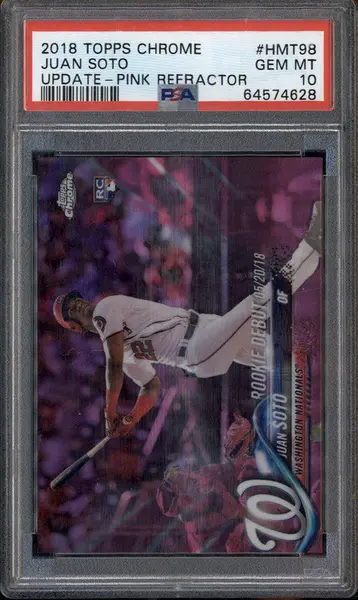 2018 Topps Chrome Update Pink Refractor #HMT98 Juan Soto RC PSA 10