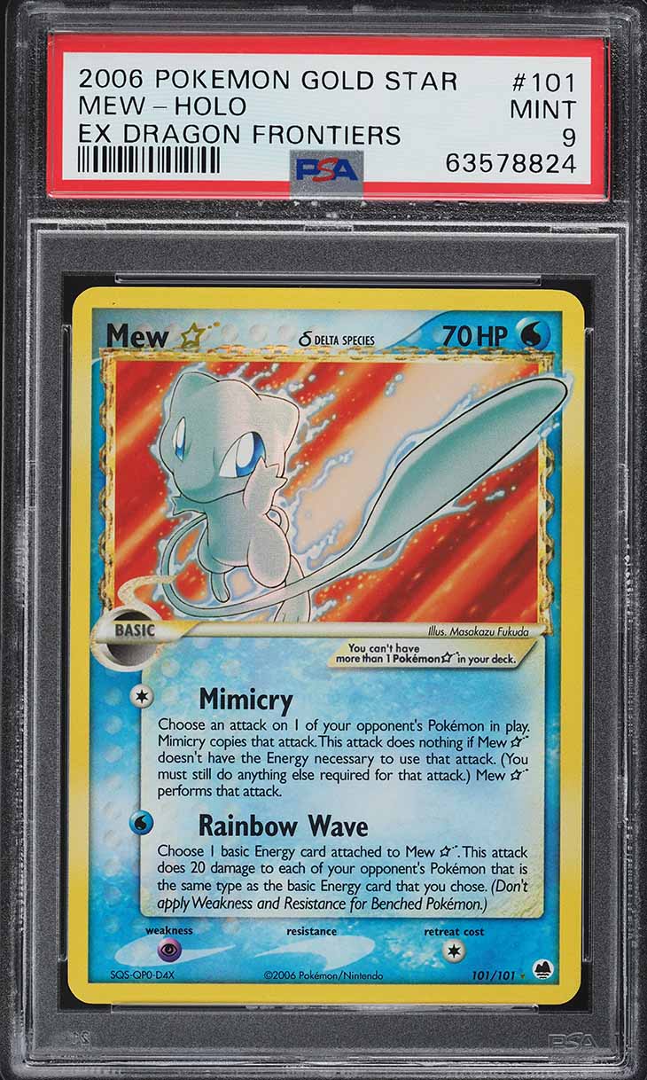 2006 Pokemon EX Dragon Frontiers Holo Mew Gold Star #101 PSA 9 MINT