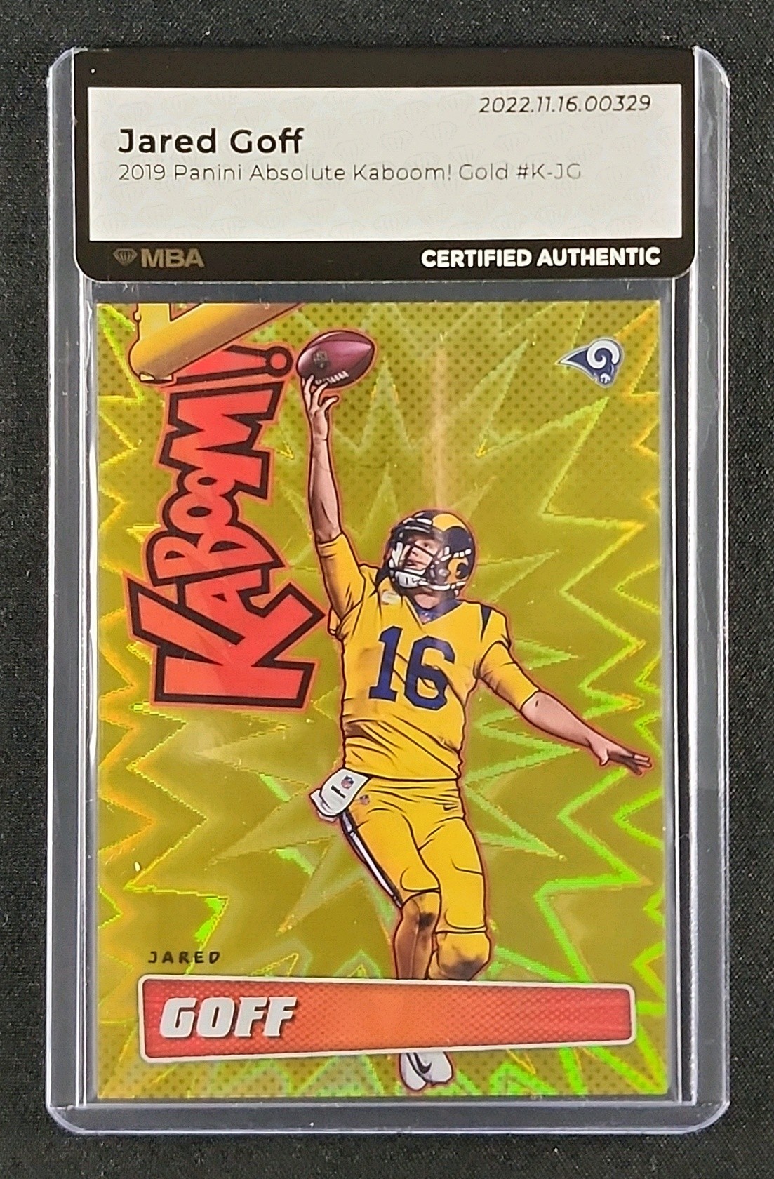 2019 Absolute Kaboom! Gold Jared Goff /10 #K-JG MBA AUTH