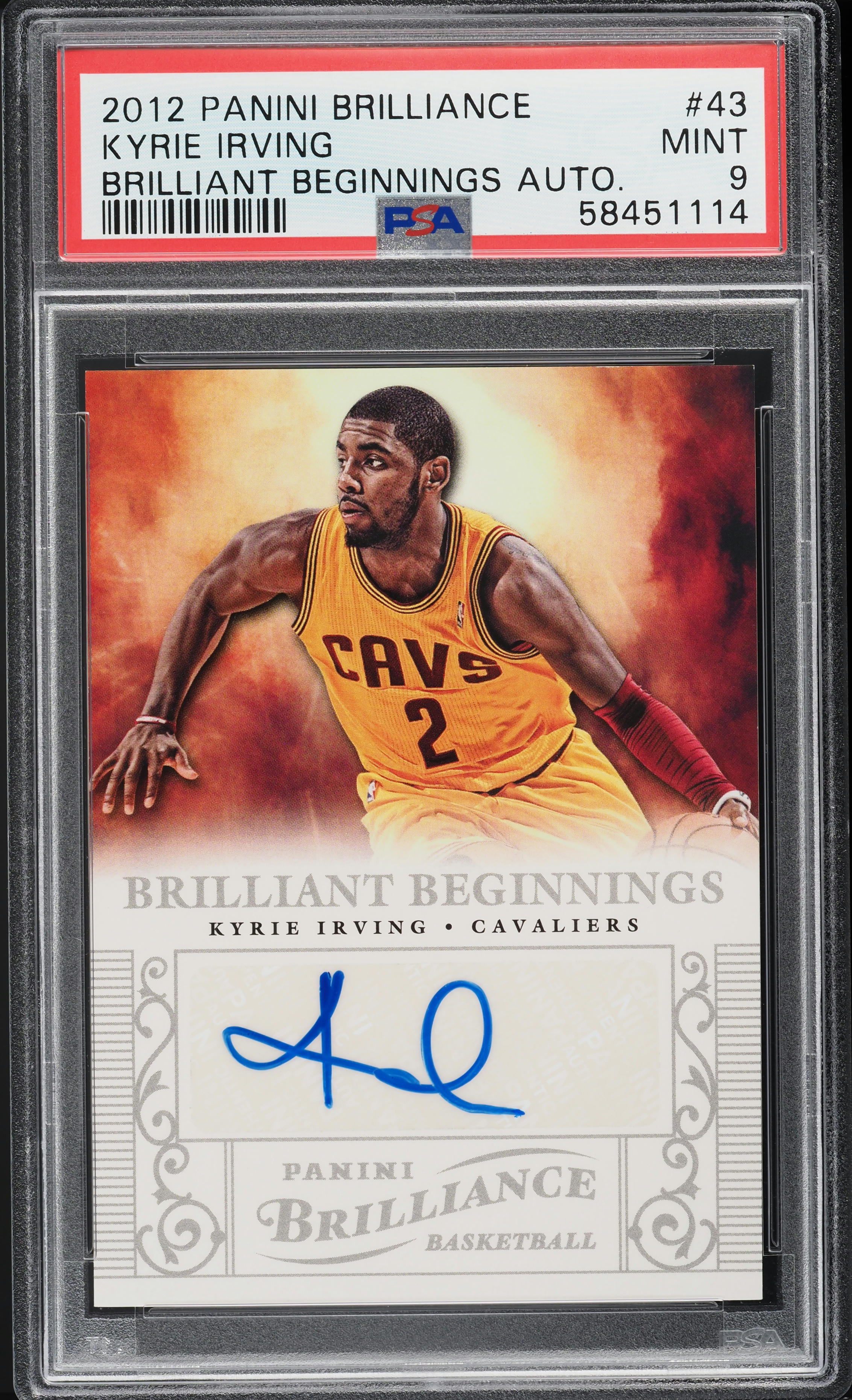 2012 Panini Brilliance Brilliant Beginnings Kyrie Irving ROOKIE AUTO #43 PSA 9
