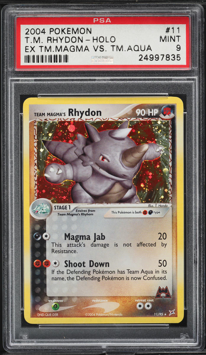 2004 Pokemon EX Team Magma Vs. Team Aqua Holo Magma's Rhydon #11 PSA 9 MINT