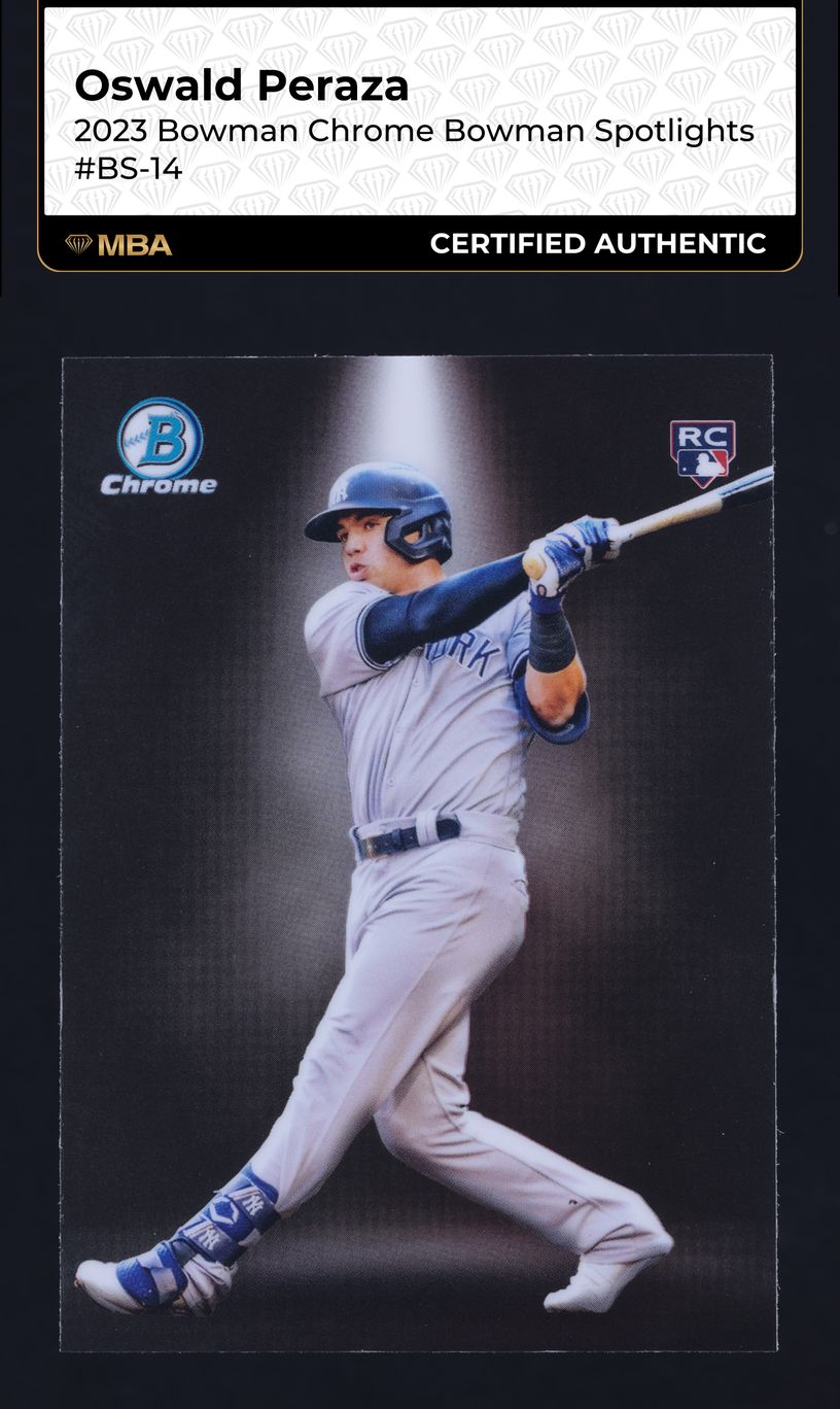 2023 Bowman Chrome Spotlights Oswald Peraza ROOKIE #BS-14 MBA AUTH