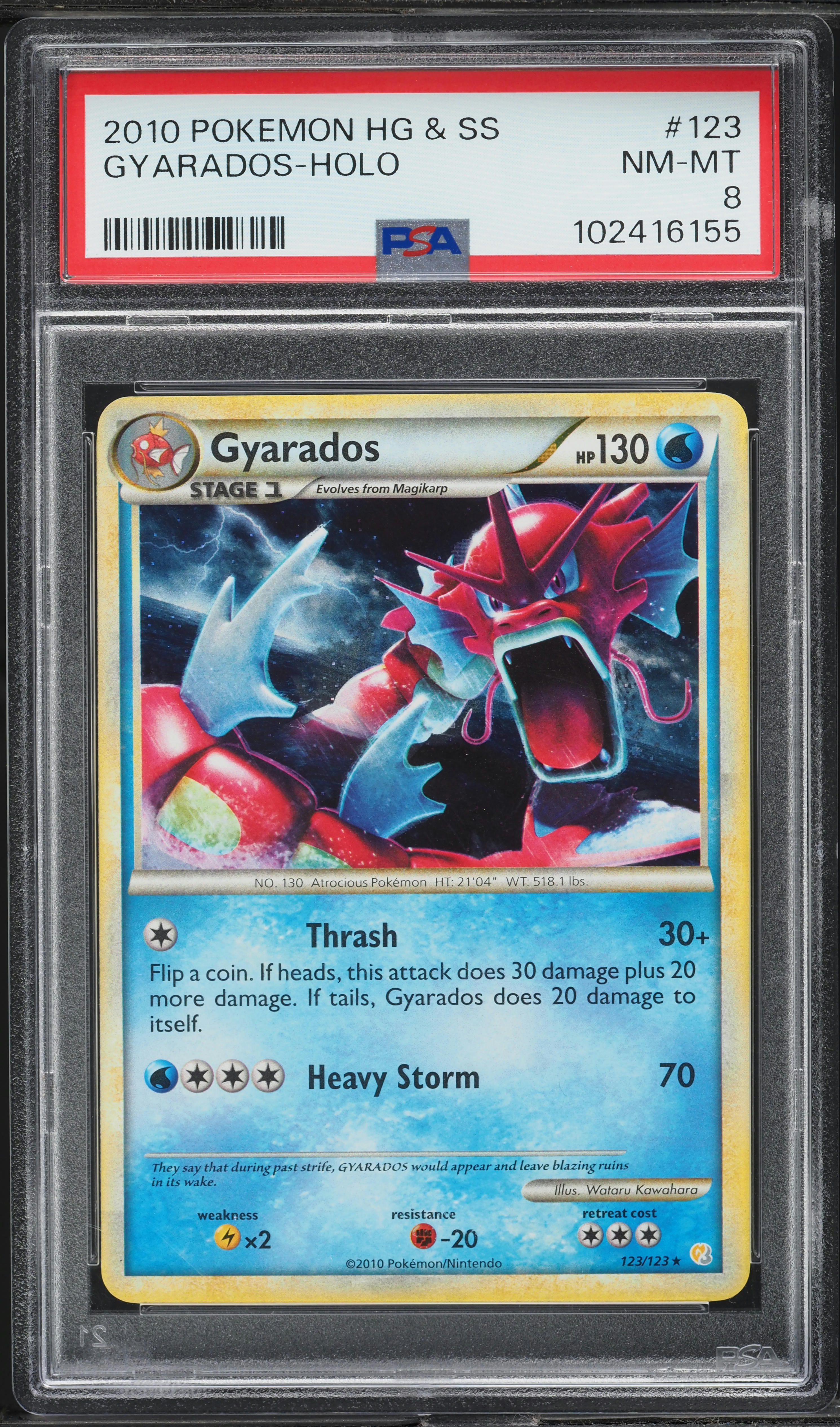2010 Pokemon Heartgold & Soulsilver Holo Gyarados #123 PSA 8 NM-MT
