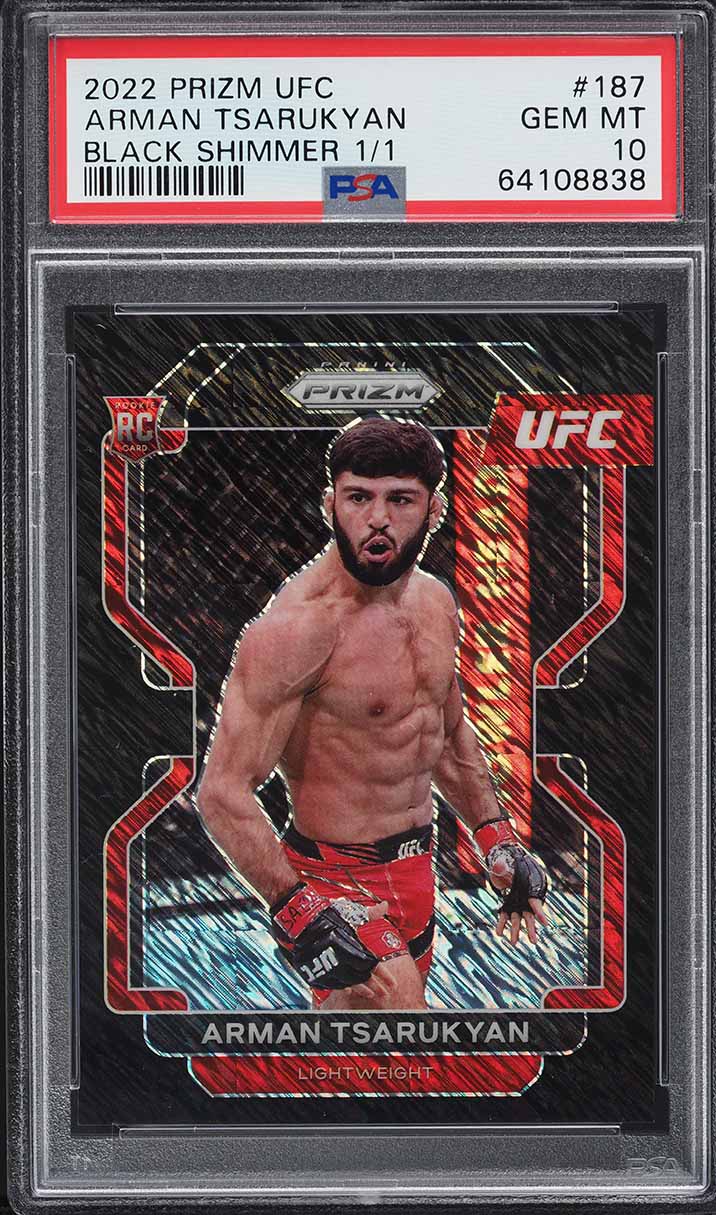 2022 Panini Prizm UFC Black Shimmer Arman Tsarukyan ROOKIE 1/1 #187 PSA 10 GEM