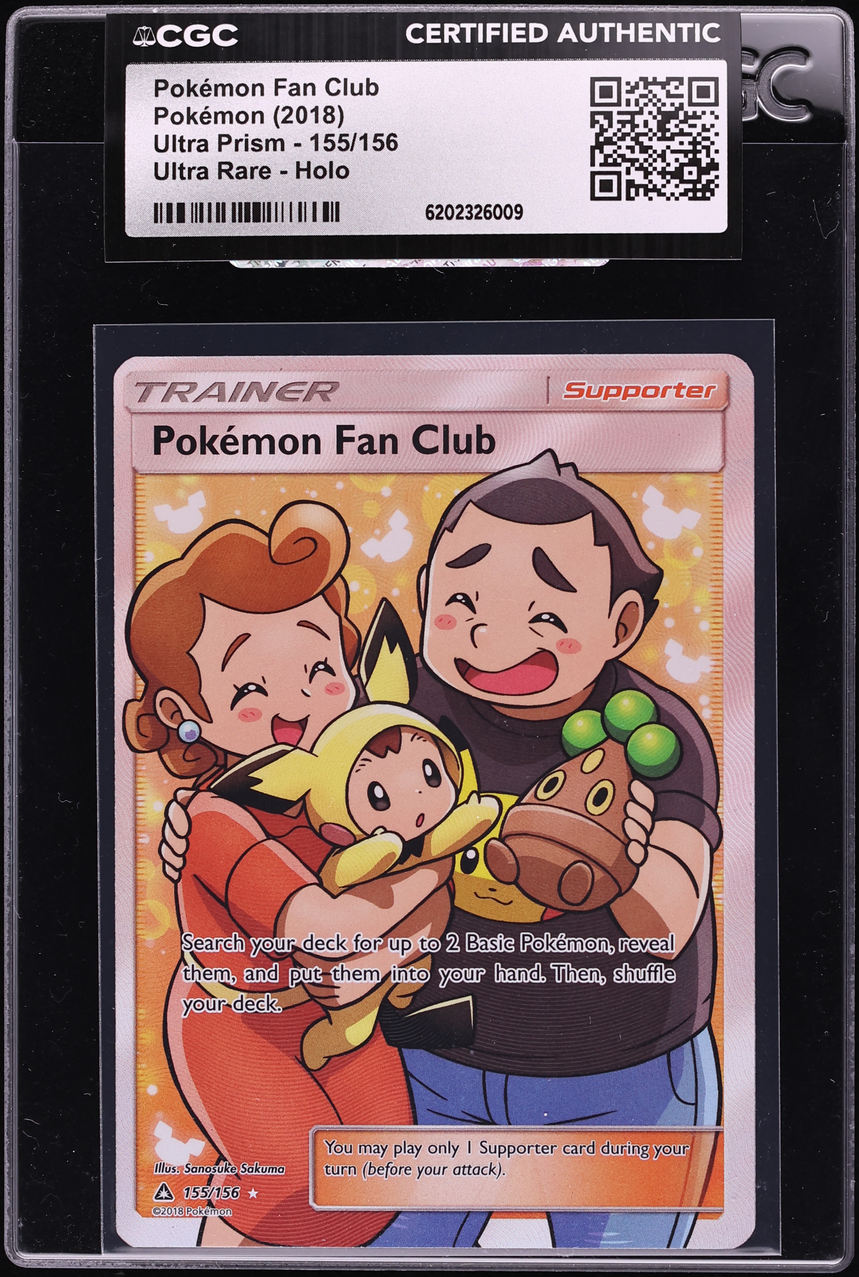 2018 Pokemon Sun & Moon Ultra Prism Full Art Pokemon Fan Club #155 CGC AUTH