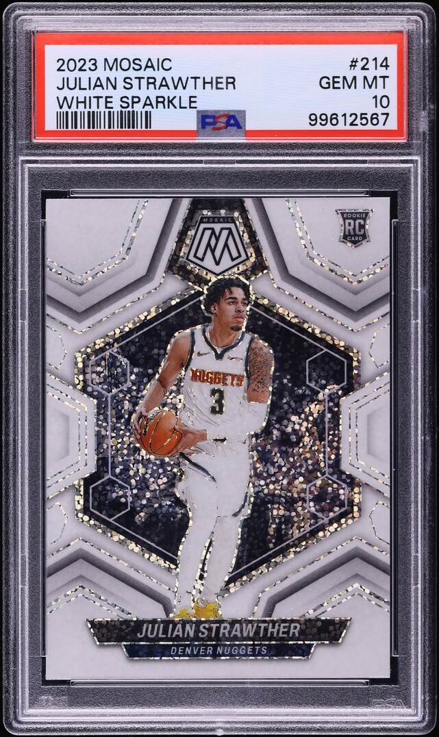 2023 Panini Mosaic White Sparkle Julian Strawther ROOKIE #214 PSA 10 GEM MINT
