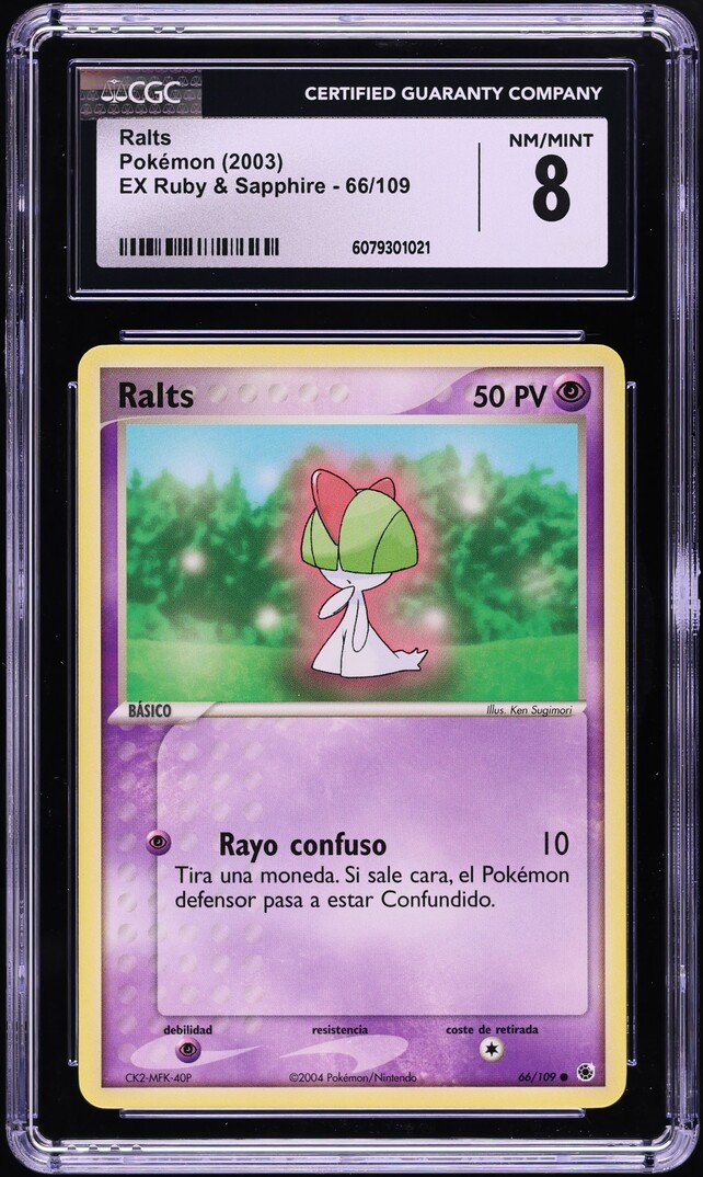2003 Pokemon EX Ruby & Sapphire Ralts #66 CGC 8 NM-MT