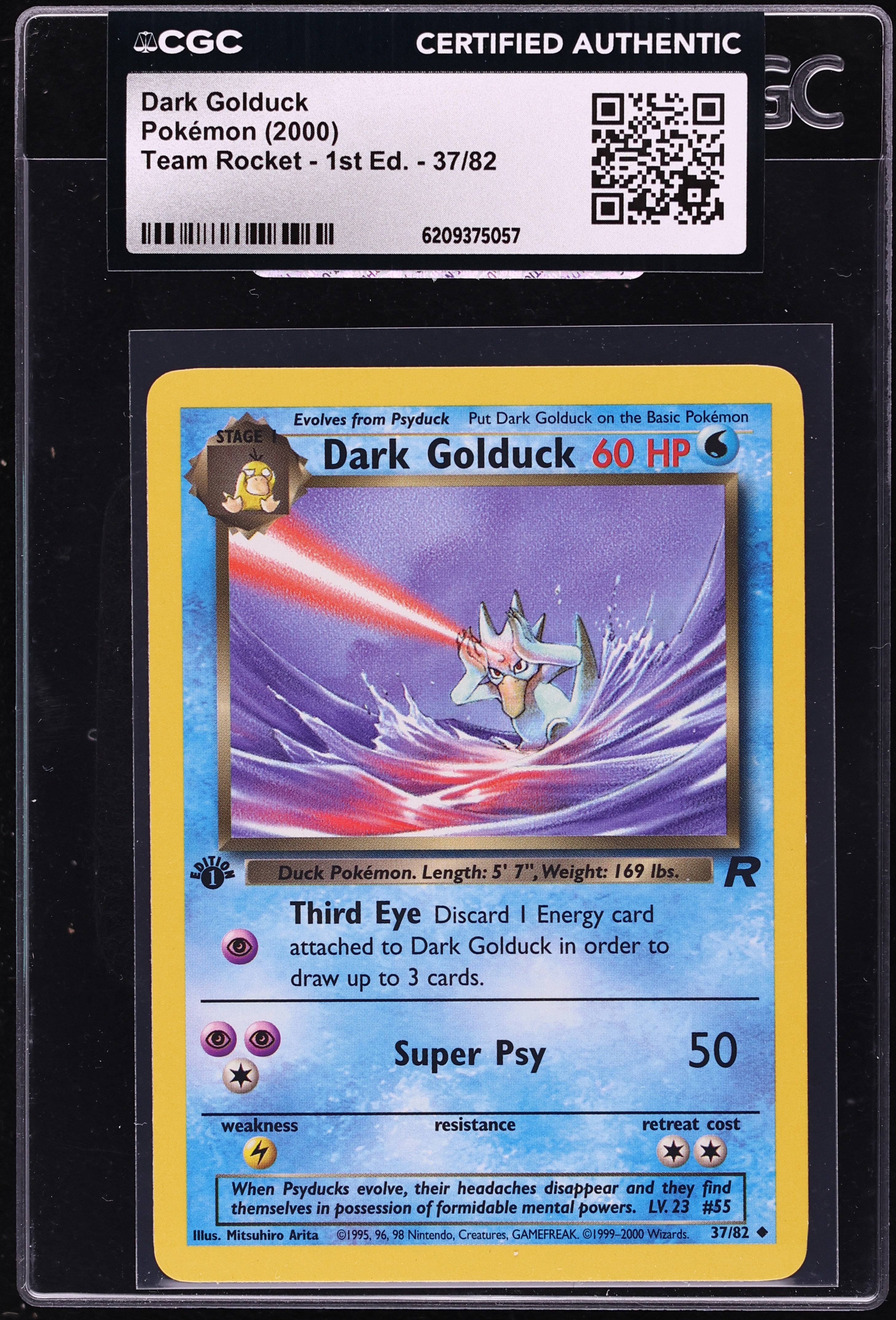 2000 Pokemon Team Rocket 1st Edition Dark Golduck #37 CGC AUTH
