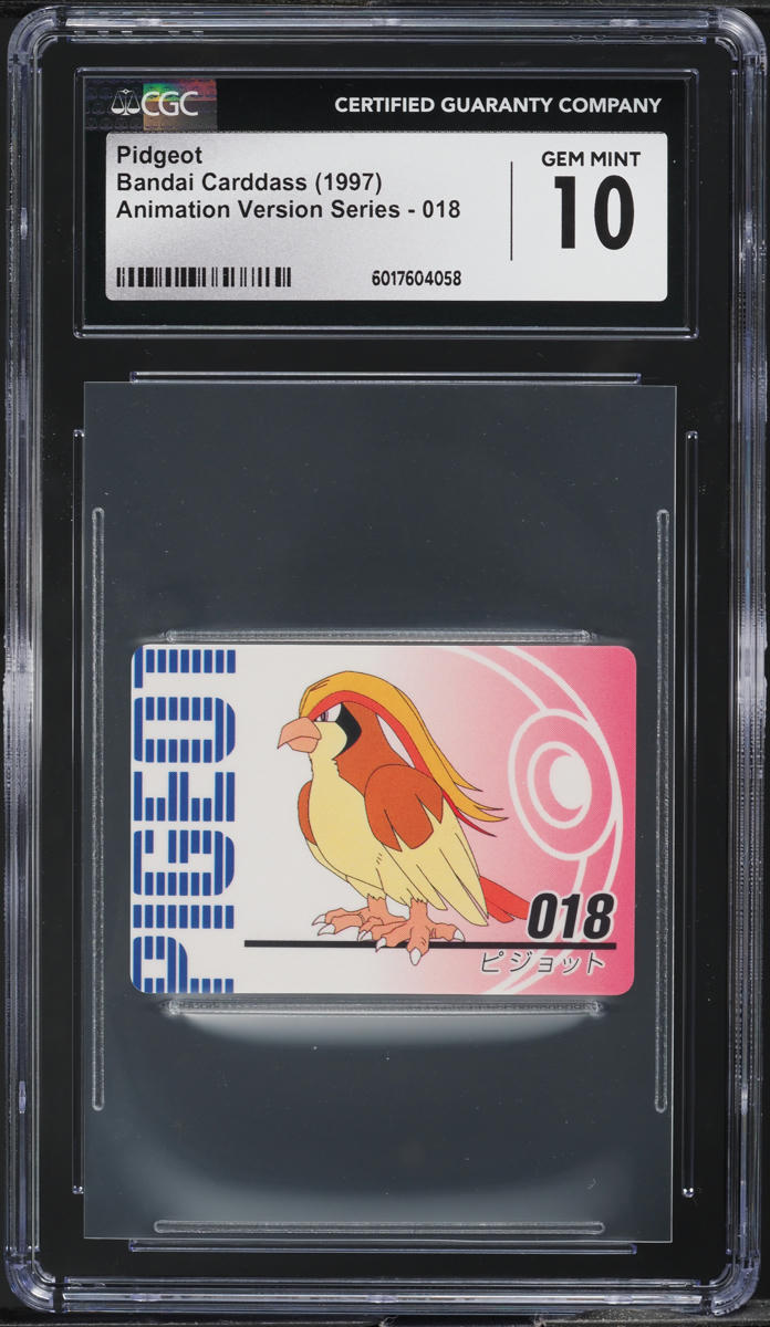 1997 Pokemon Japanese Bandai Carddass Animation Version Pidgeot #18 CGC 10 GEM
