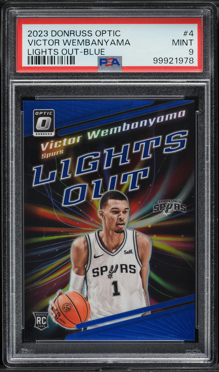 2023 Donruss Optic Lights Out Blue Victor Wembanyama ROOKIE /49 #4 PSA 9 MINT