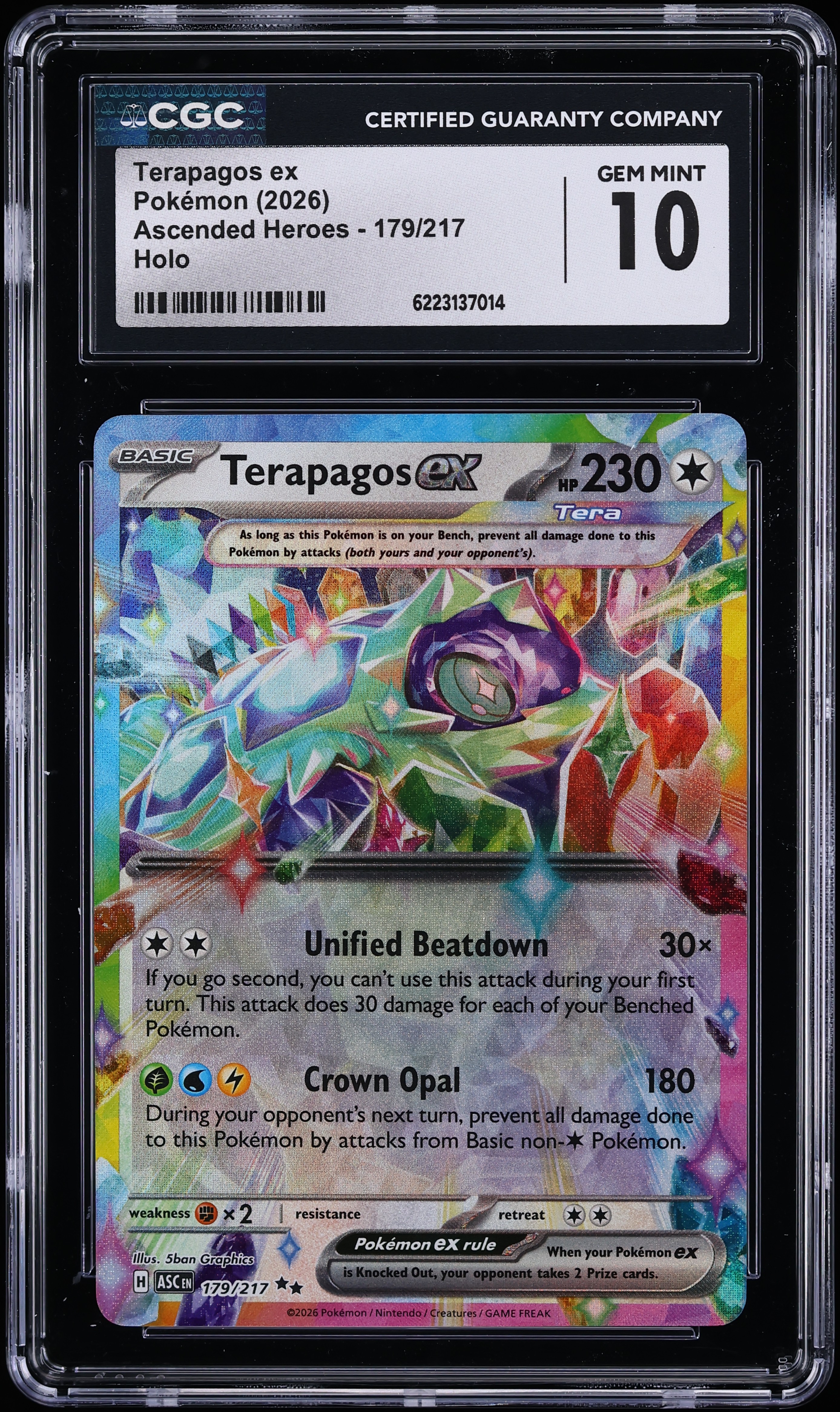 2026 Pokemon Mega Evolution Ascended Heroes Holo Terapagos Ex #179 CGC 10 GEM MINT