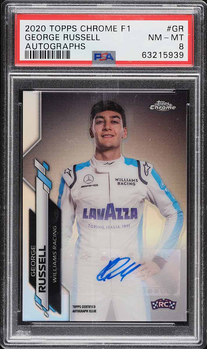 2020 Topps Chrome Formula 1 George Russell ROOKIE AUTO /84 #GR PSA 8 NM-MT