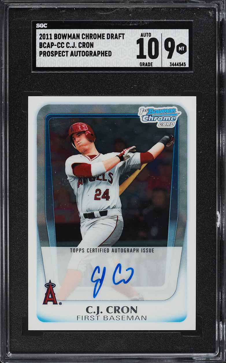 2011 Bowman Chrome Draft C.J. Cron ROOKIE AUTO #BCAP-CC SGC 9 MINT