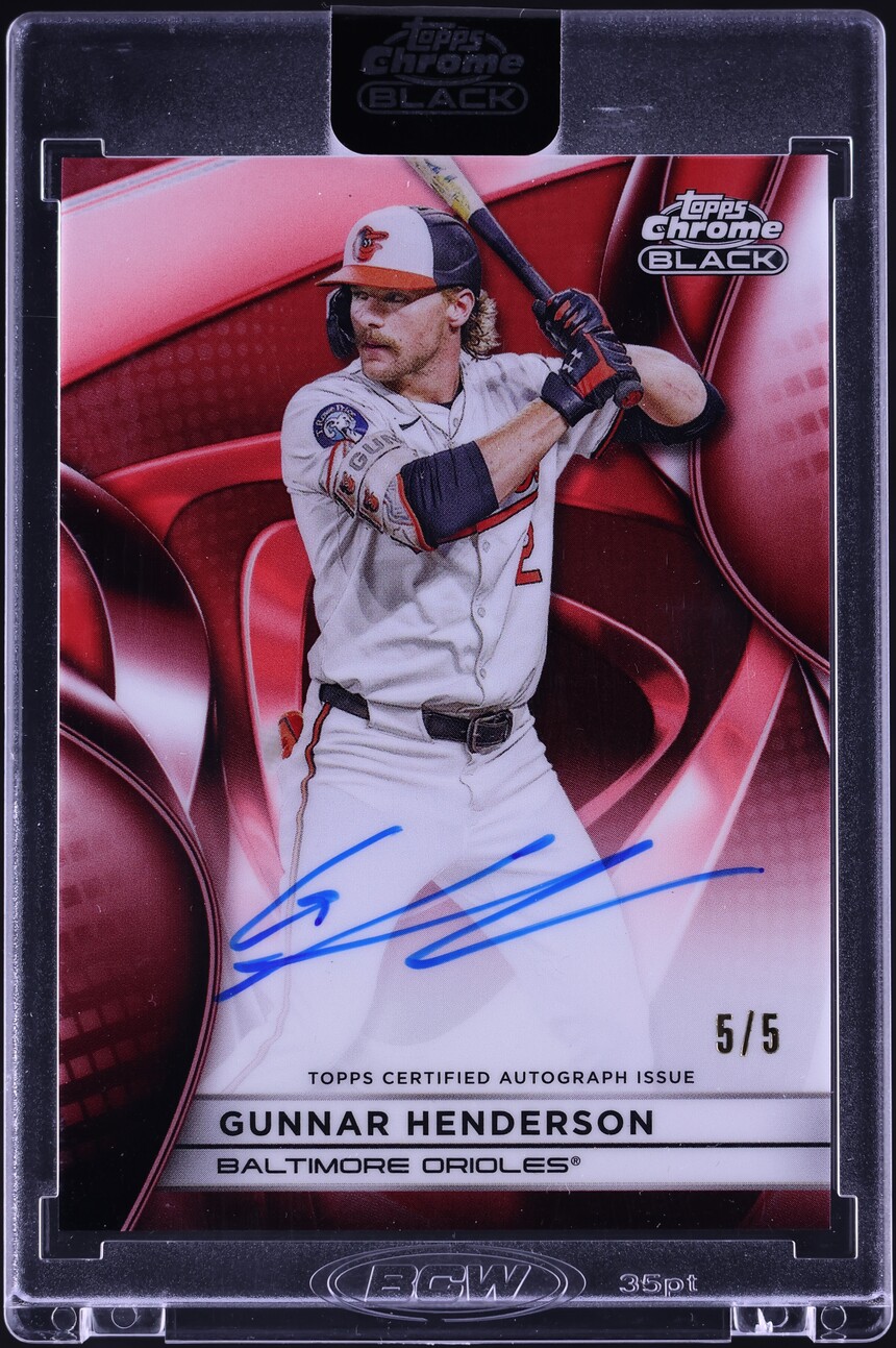 2025 Topps Chrome Black Red Refractor Gunnar Henderson AUTO 5/5 #CBA-GH