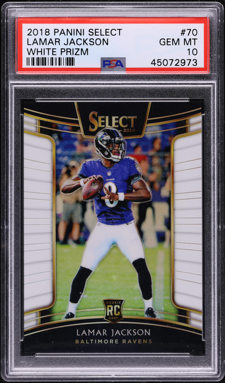 2018 Select Concourse White Prizm Lamar Jackson ROOKIE /75 #70 PSA 10 GEM MINT