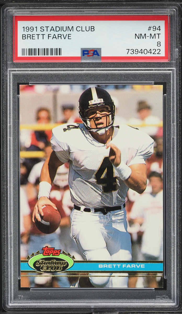 1991 Stadium Club Football Brett Farve ROOKIE #94 PSA 8 NM-MT
