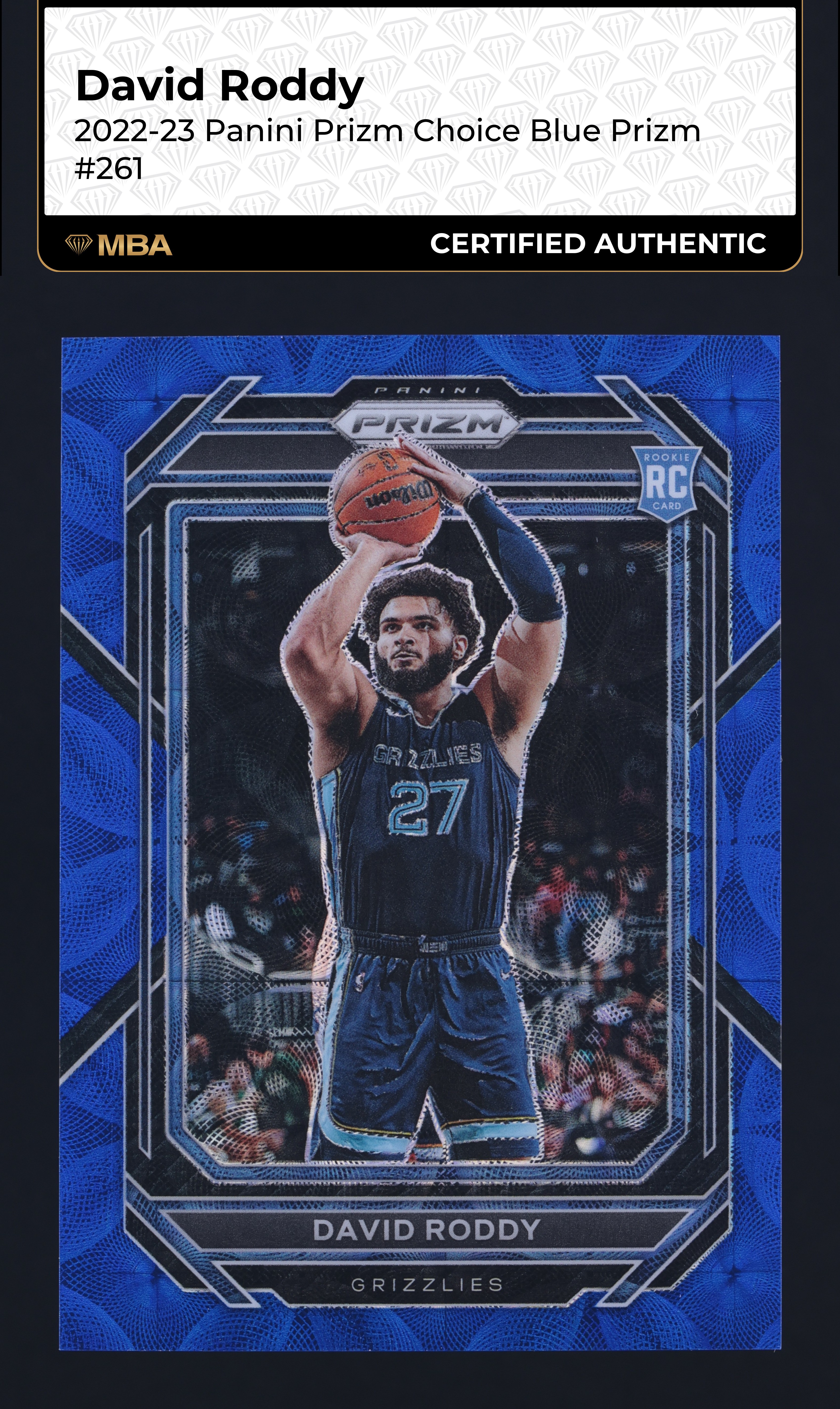 2022 Panini Prizm Choice Blue David Roddy ROOKIE /49 #261 MBA AUTH