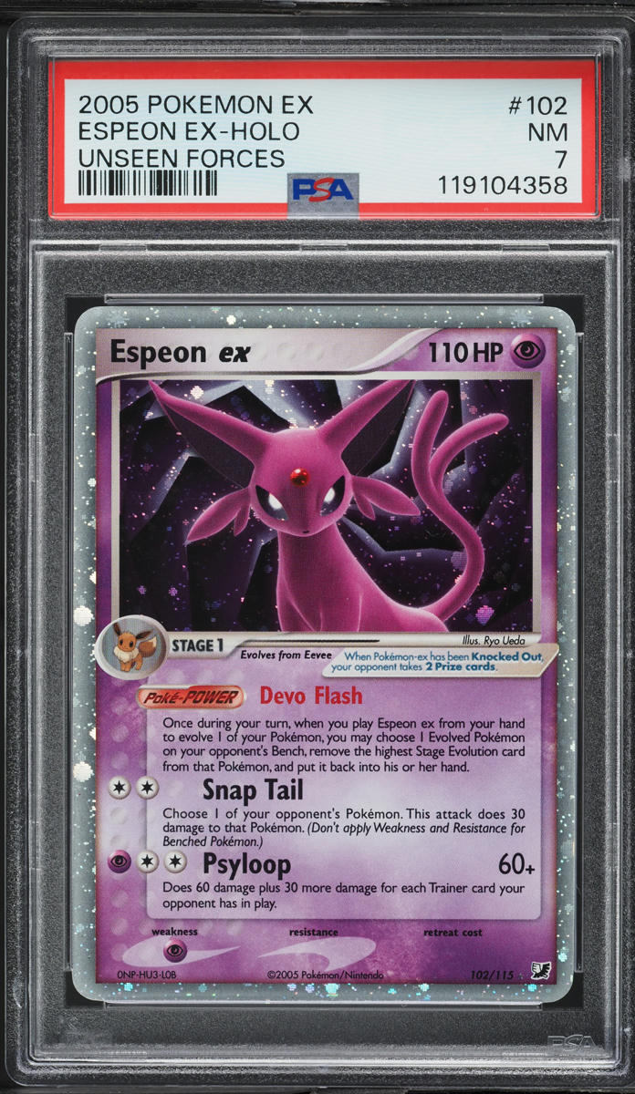 2005 Pokemon EX Unseen Forces Holo Espeon ex #102 PSA 7 NRMT