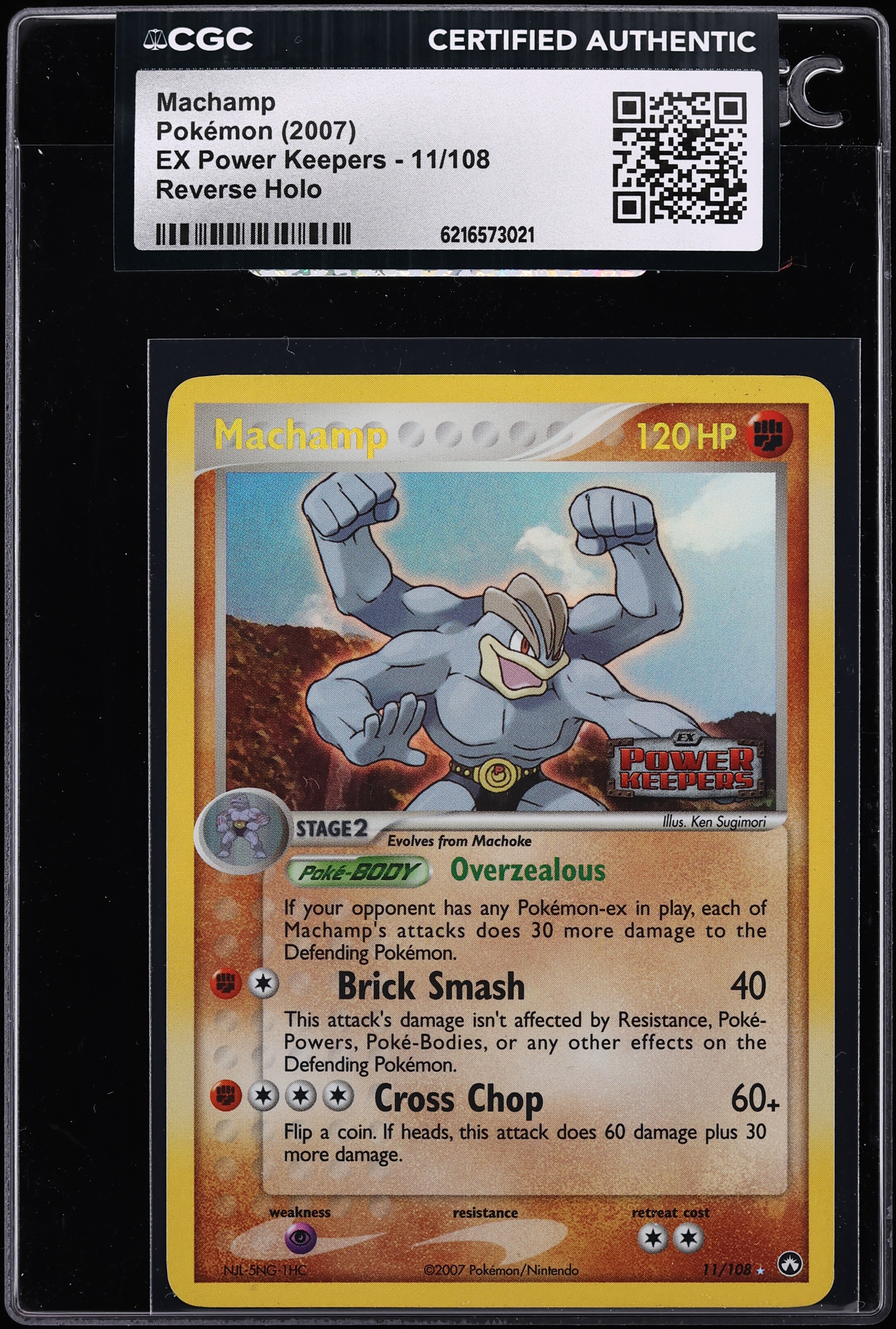 2007 Pokemon EX Power Keepers Reverse Holo Machamp #11 CGC AUTH