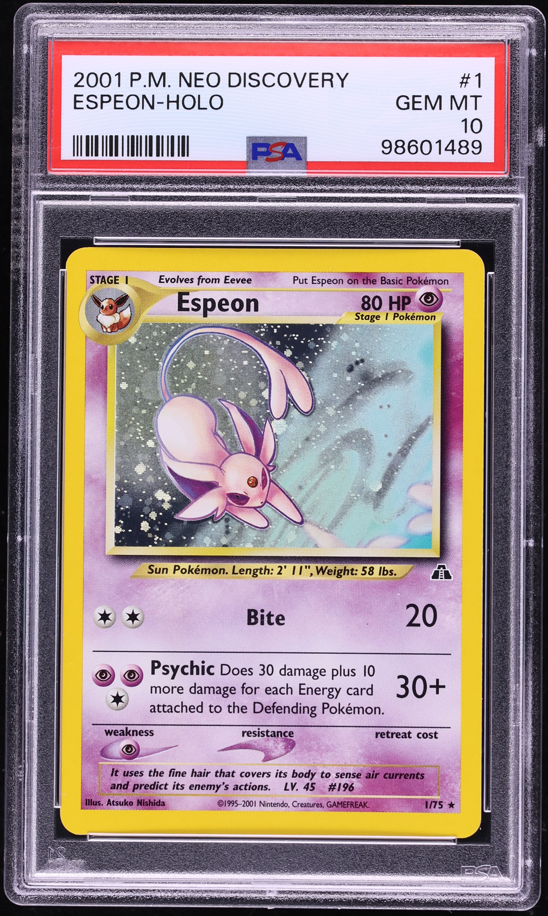 2001 Pokemon Neo Discovery Holo Espeon #1 PSA 10 GEM MINT