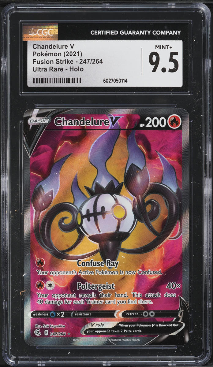 2021 Pokemon SWSH Fusion Strike Ultra Rare Holo Chandelure V #247 CGC 9.5 MINT+