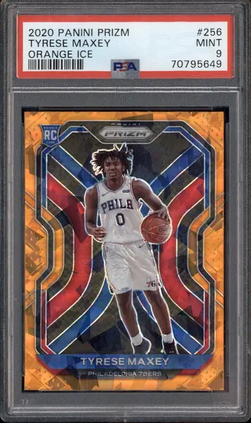 2020-21 Panini Prizm Orange Ice Prizms #256 Tyrese Maxey RC PSA 9