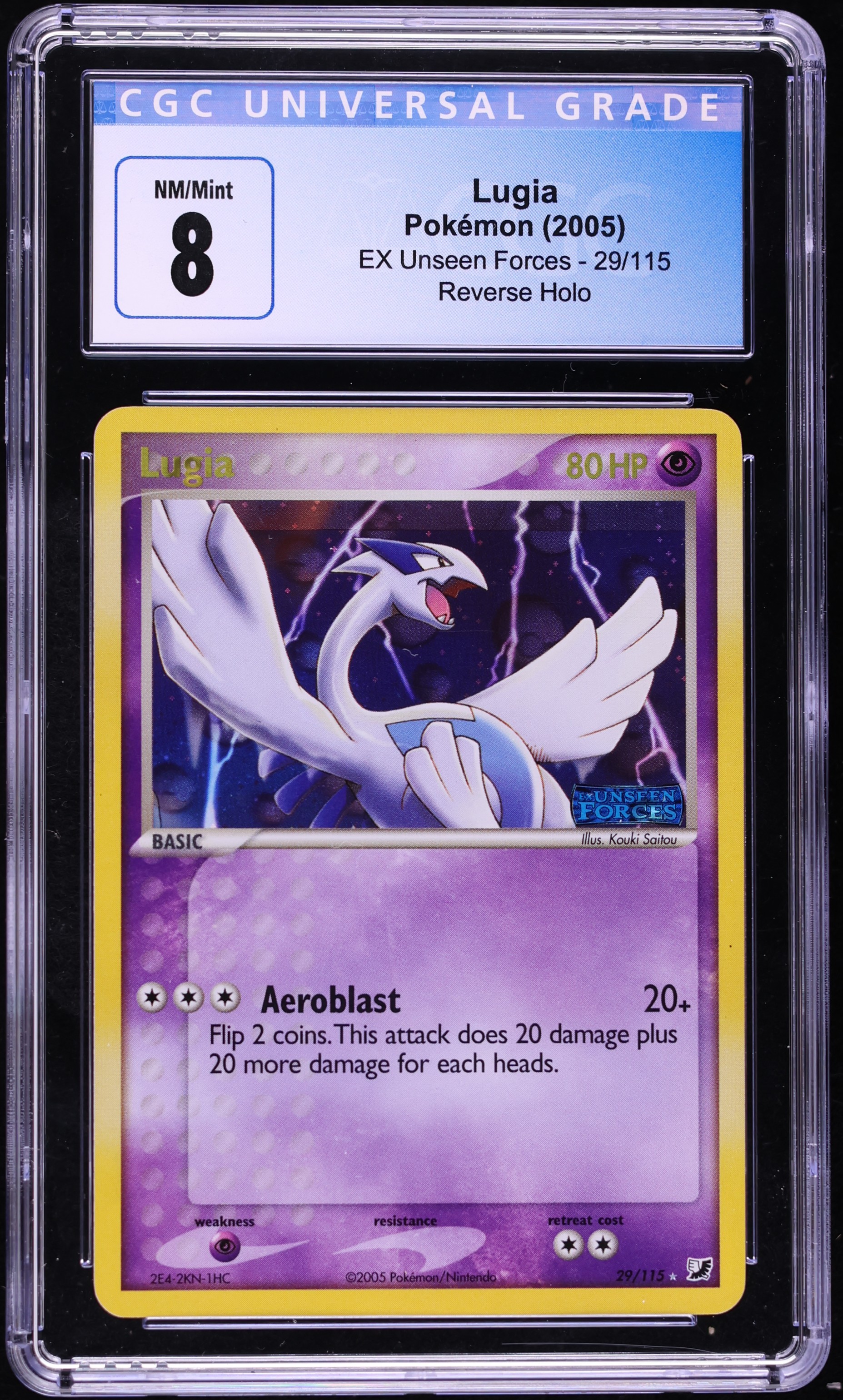 2005 Pokemon EX Unseen Forces Reverse Holo Lugia #29 CGC 8 NM-MT