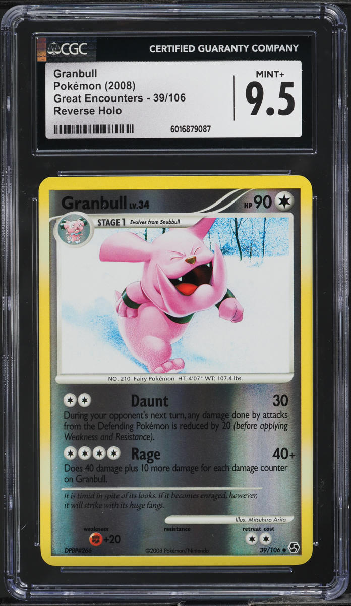 2008 Pokemon DP Great Encounters Reverse Holo Granbull #39 CGC 9.5 MINT+