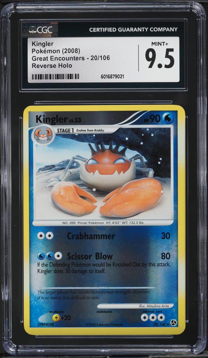 2008 Pokemon DP Great Encounters Reverse Holo Kingler #20 CGC 9.5 MINT+