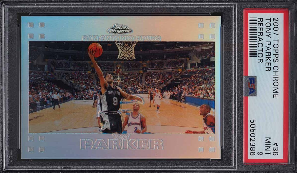 2007 Topps Chrome Refractor Tony Parker /999 #36 PSA 9 MINT