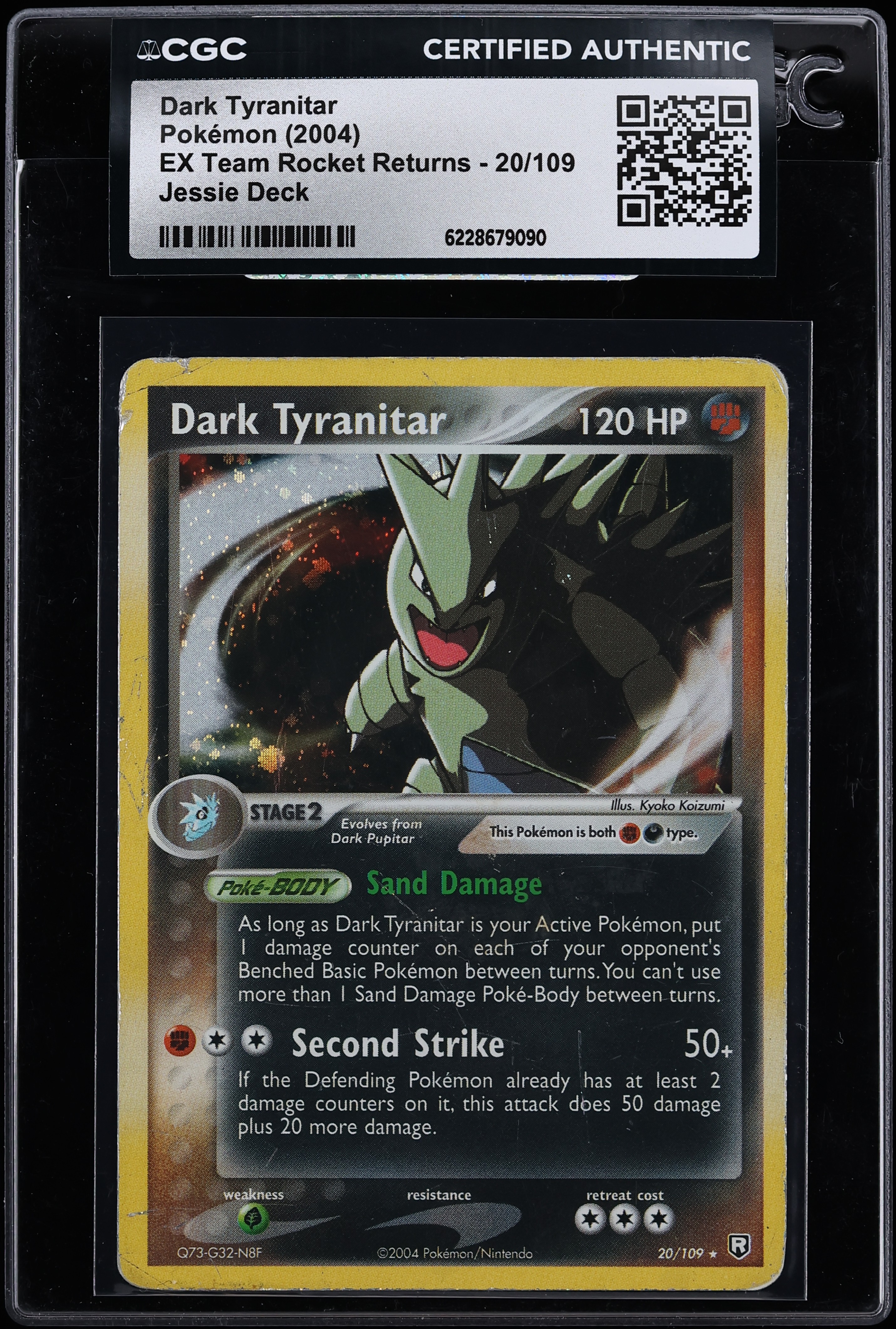 2004 Pokemon EX Team Rocket Returns Jessie Deck Dark Tyranitar #20 CGC AUTH