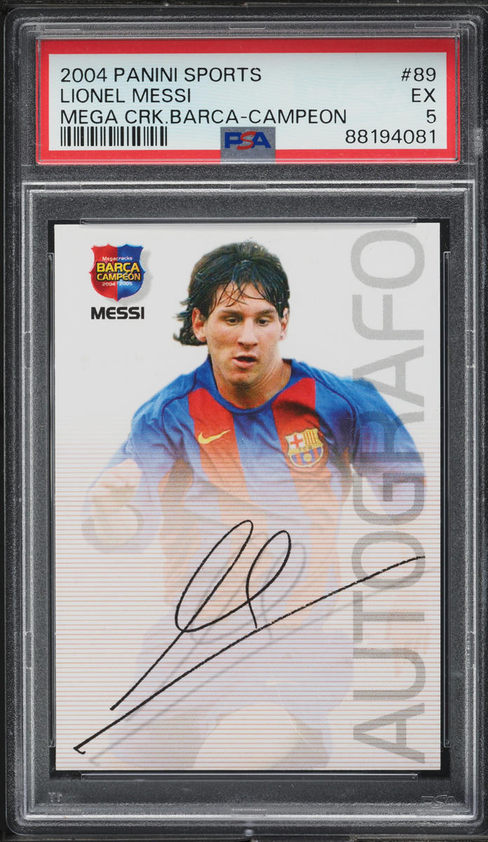 2004 Panini Sports Mega Cracks Barca Campeon Lionel Messi ROOKIE #89 PSA 5 EX