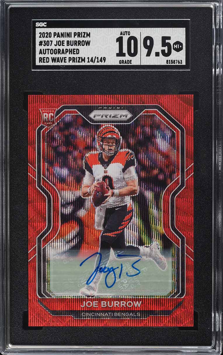 2020 Panini Prizm Red Wave Prizms Joe Burrow ROOKIE AUTO /149 #307 SGC 9.5 MINT+