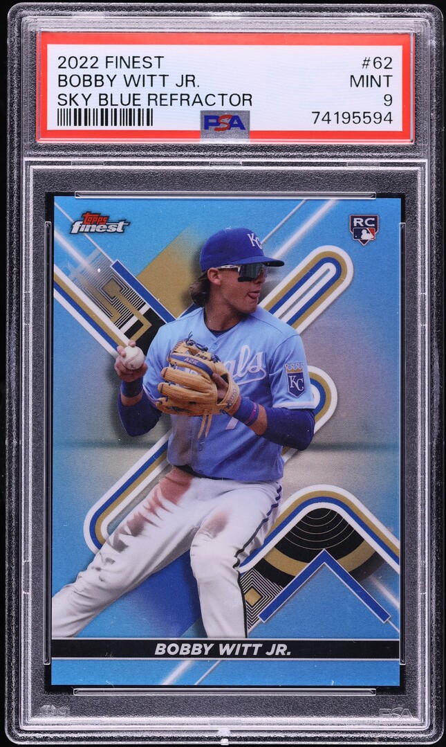 2022 Finest Sky Blue Refractor Bobby Witt Jr. ROOKIE /300 #62 PSA 9 MINT