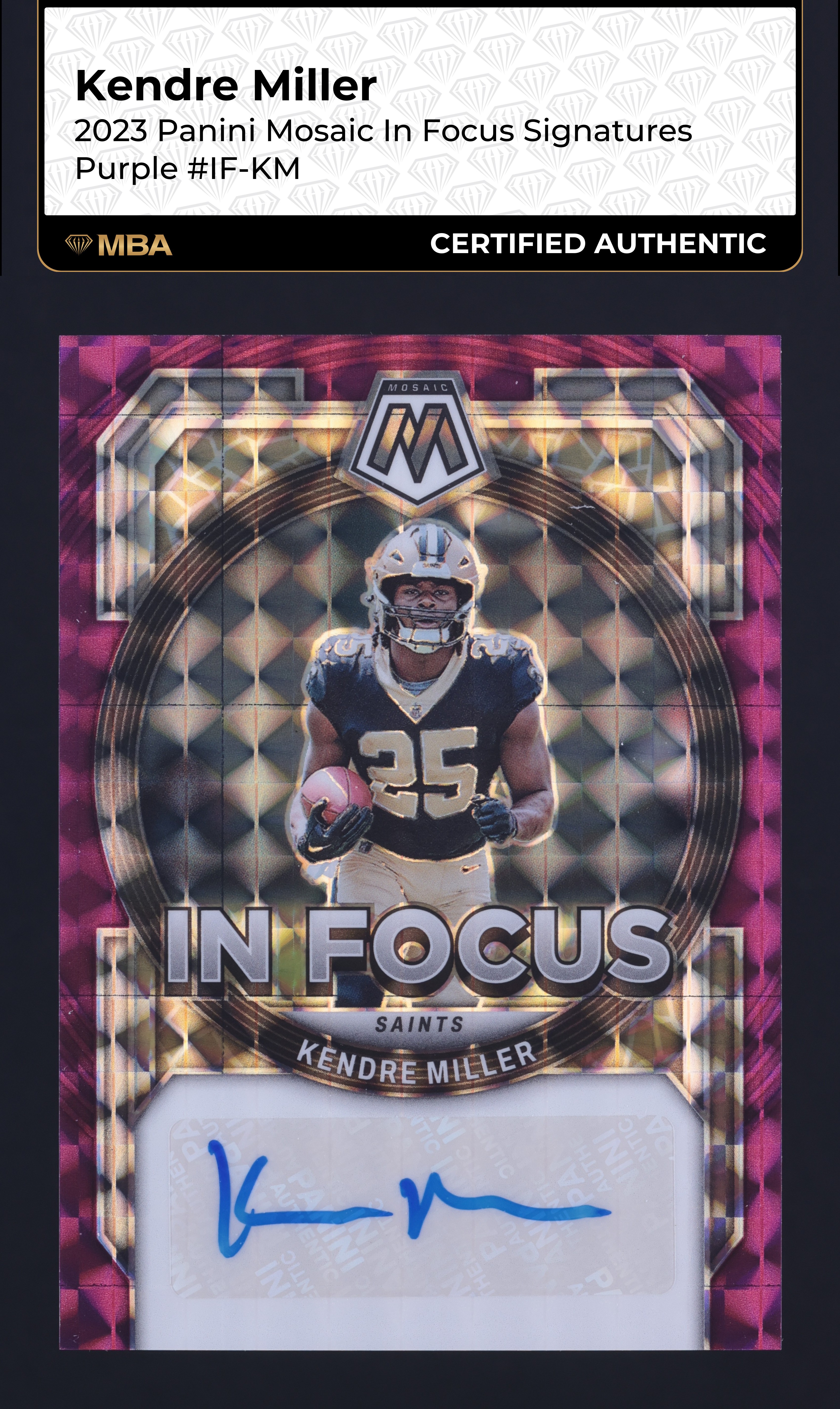 2023 Panini Mosaic In Focus Purple Kendre Miller ROOKIE AUTO /49 #IF-KM MBA AUTH