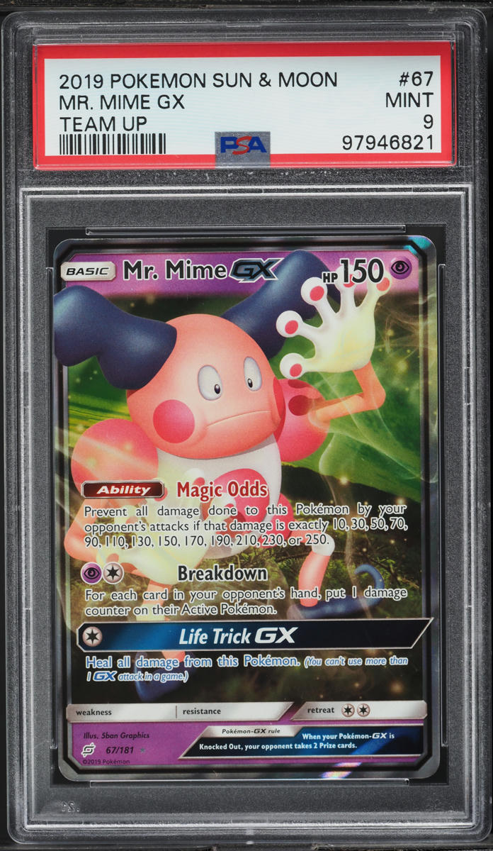 2019 Pokemon Sun & Moon Team Up Mr. Mime GX #67 PSA 9 MINT