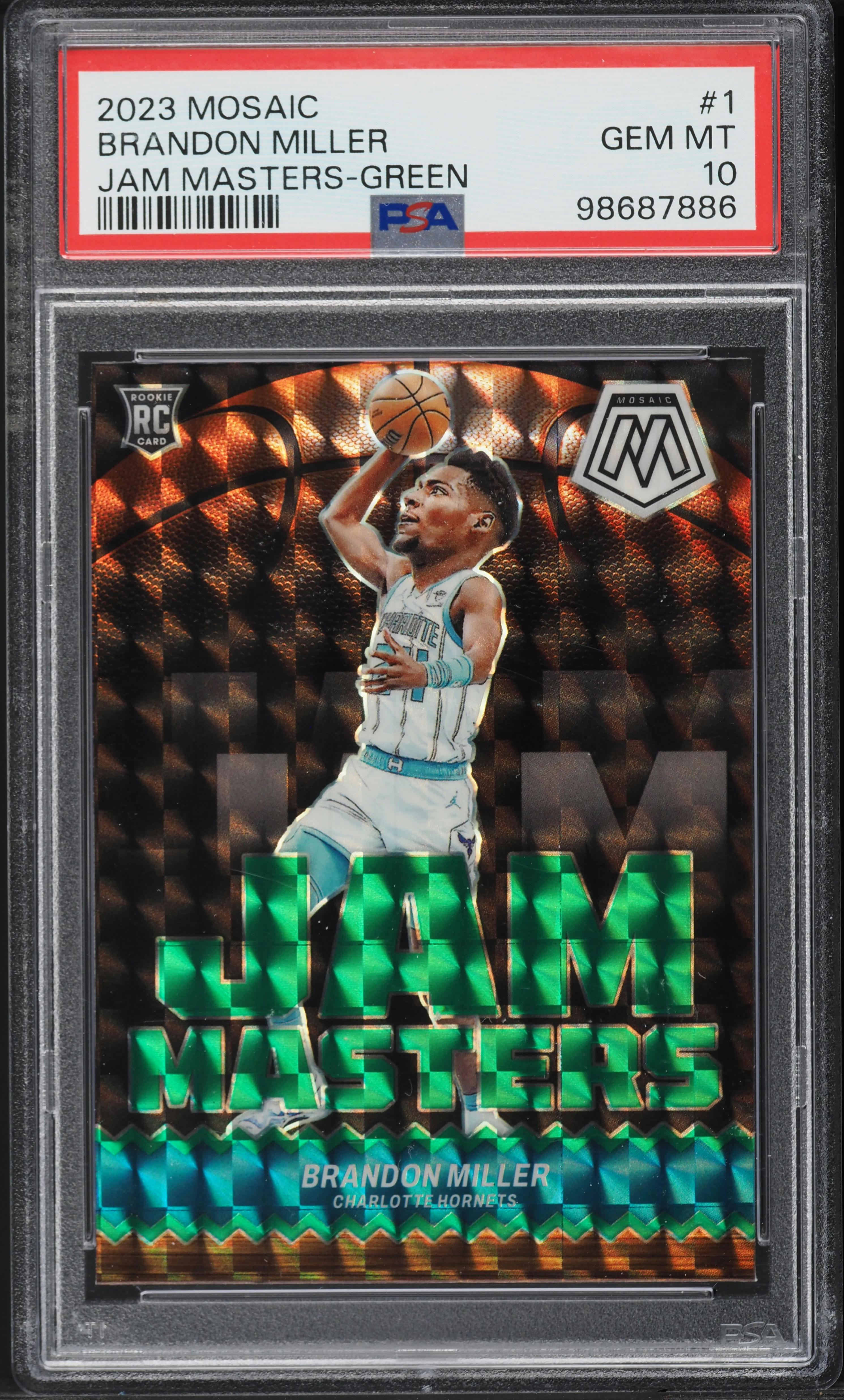 2023 Panini Mosaic Jam Masters Green Brandon Miller ROOKIE #1 PSA 10 GEM MINT