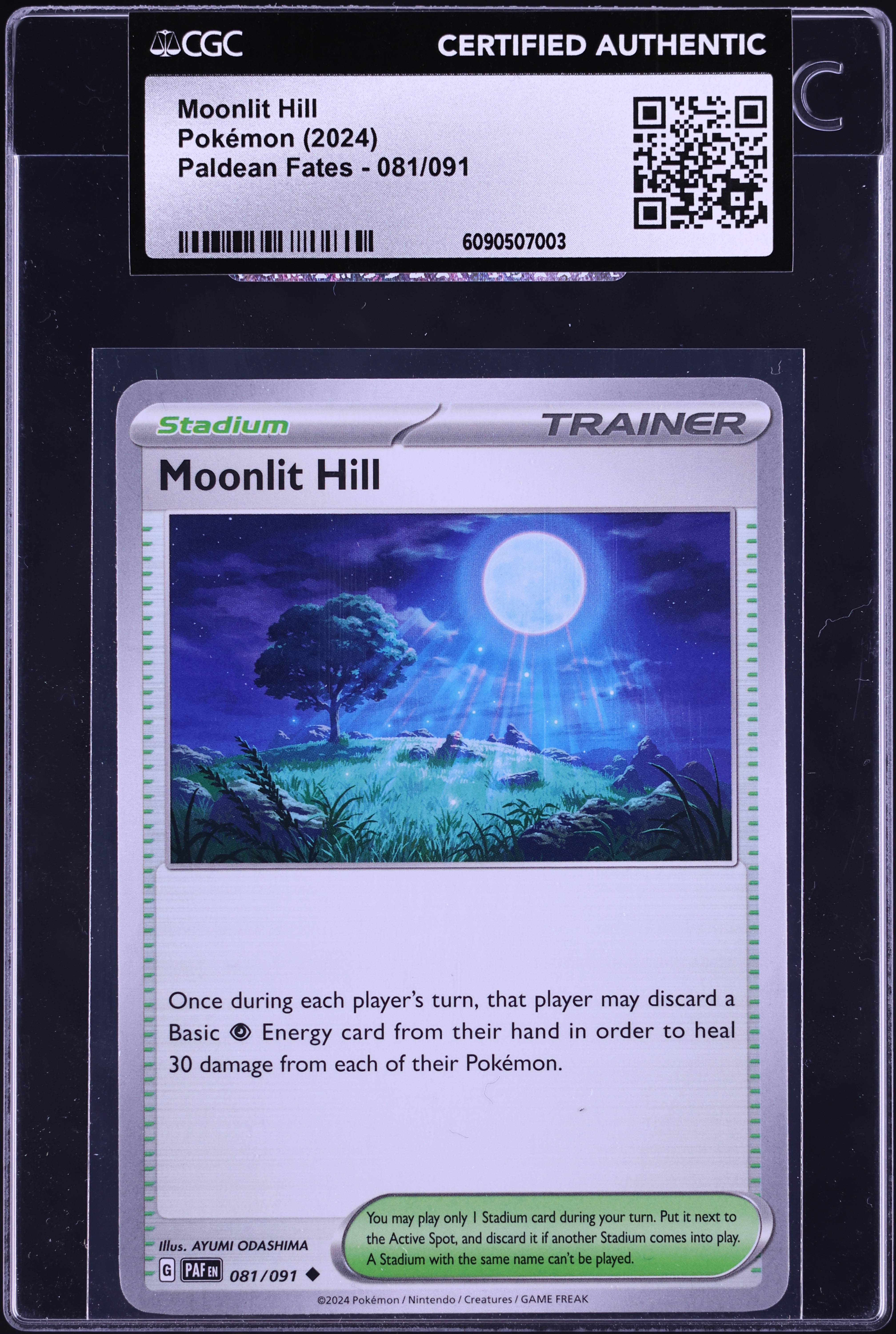 2024 Pokemon Scarlet & Violet Paldean Fates Moonlit Hill #81 CGC AUTH