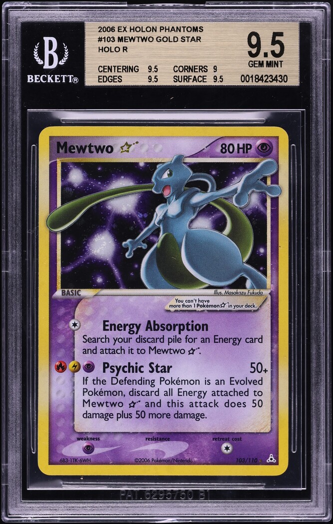 2006 Pokemon EX Holon Phantoms Holo Mewtwo Gold Star #103 BGS 9.5 GEM MINT